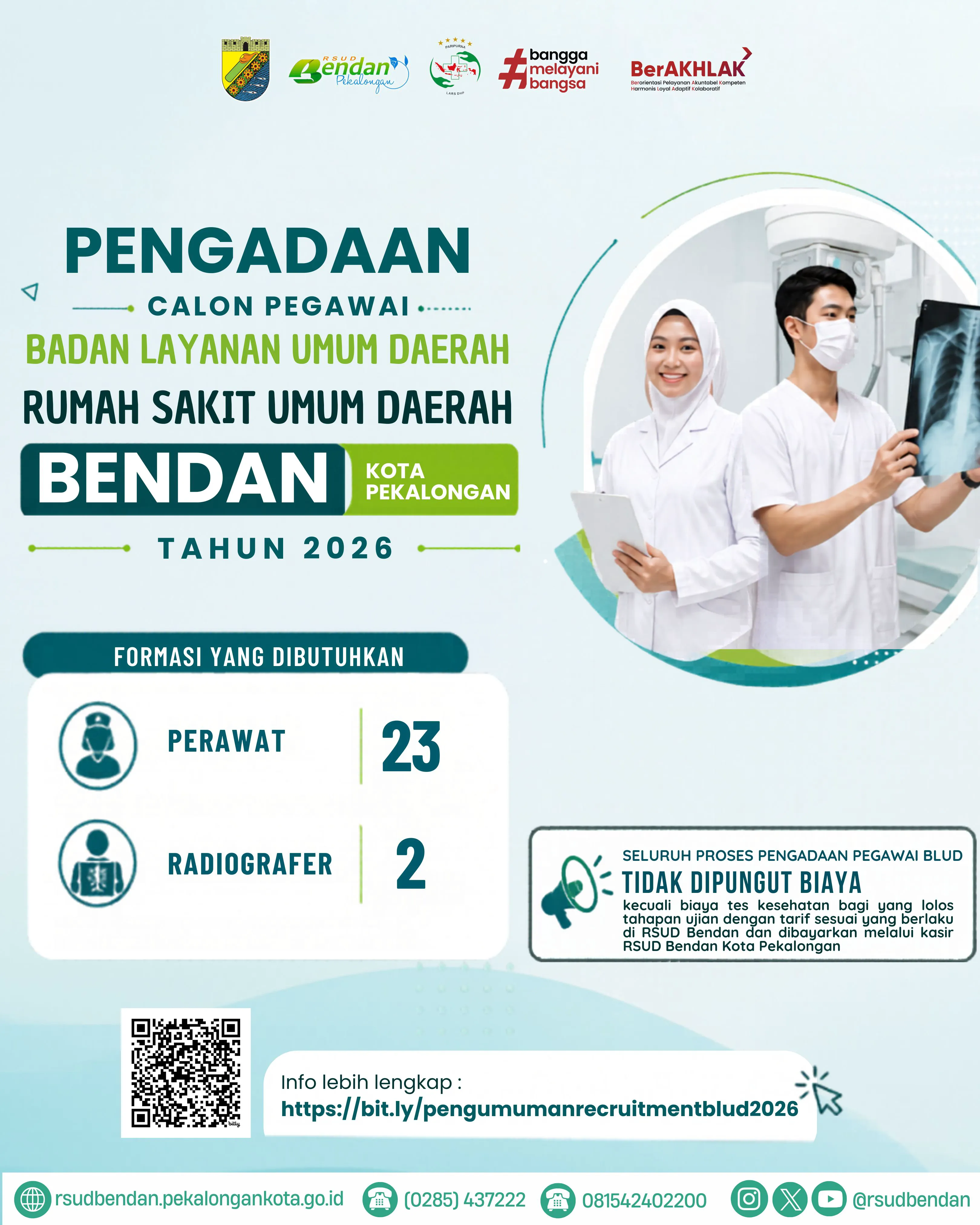 PENGUMUMAN PENGADAAN CALON PEGAWAI BADAN LAYANAN UMUM DAERAH RSUD BENDAN KOTA PEKALONGAN TAHUN 2026