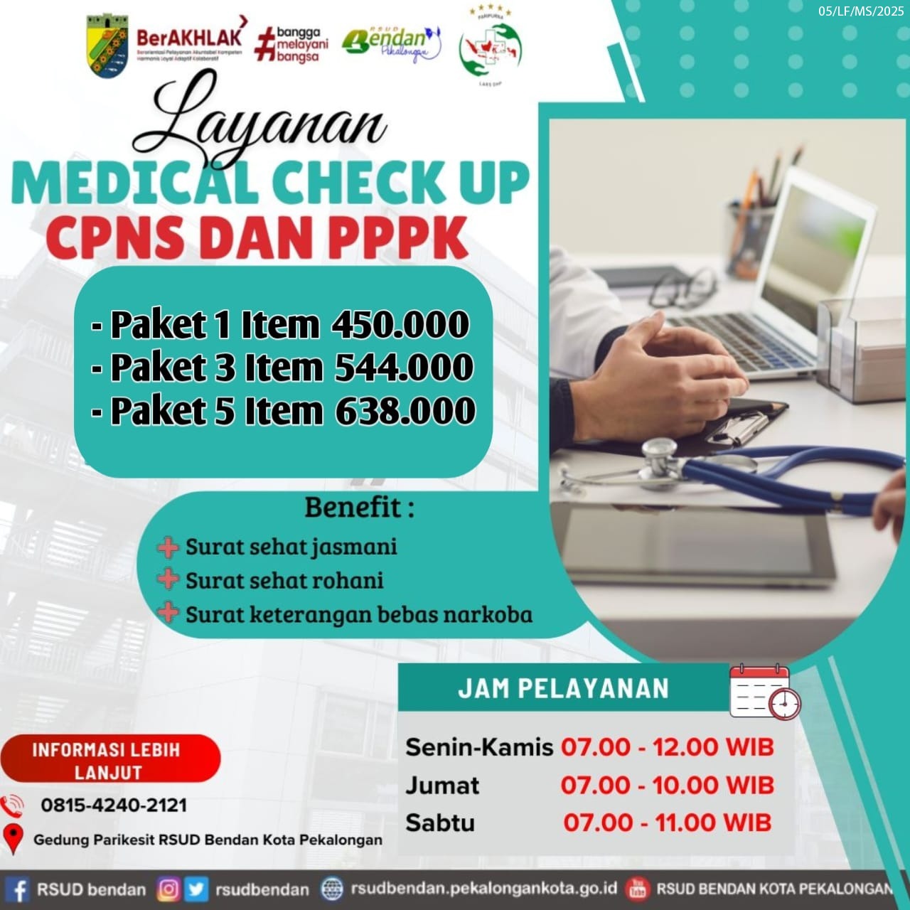 ðŸ©º LAYANAN MEDICAL CHECK UP CPNS & PPPK di RSUD Bendan Kota Pekalongan