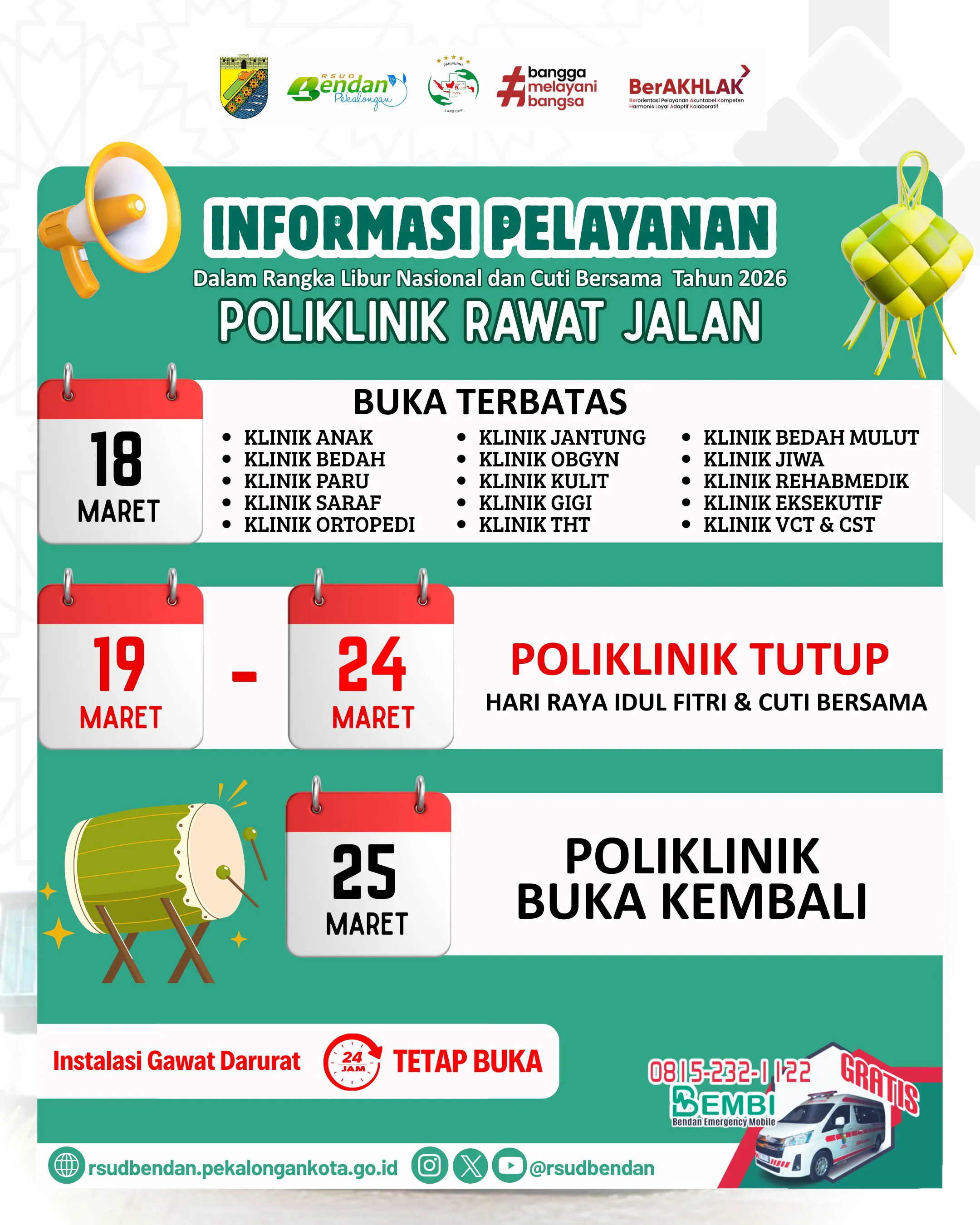 INFORMASI PELAYANAN POLIKLINIK RSUD BENDAN KOTA PEKALONGAN